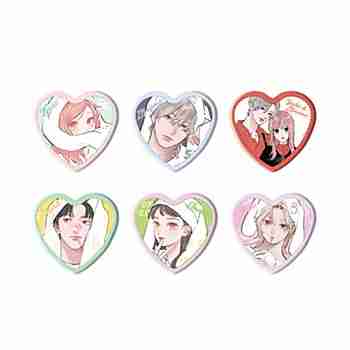 (s)ﾊｰﾄ型缶ﾊﾞｯｼﾞ｢ゆびさきと恋々｣01/ﾌﾞﾗｲﾝﾄﾞ(全6種)(公式ｲﾗｽﾄ)